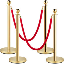 Conjunto de Cordas e Postes - DUOKU - Poste Dourado - Corda Vermelha - Aço Inoxidável - 1,5 m