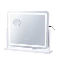 Miroir de Courtoisie avec Lumières-Duoku-21,7 x 17,7 po-Blanc-Trois Modes d'éclairage deCouleur-Grossissement 5X-Port USB