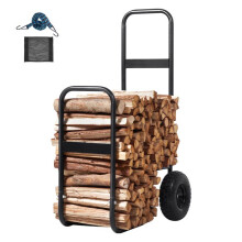 Houten Kolenwagen van Staal-Duoku-250 lb-Binnen Buiten-Pneumatische Wielen-Deur-Schouw Sleuf-Zwart