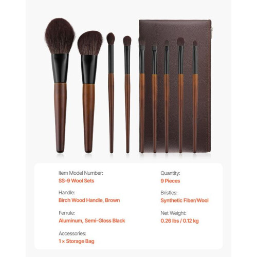 Makeup Pinsel - DUOKU - 9 STÜCK - Professionell - Synthetische Borsten - Holzgriff 1