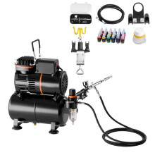 Kit Aérographe avec Compresseur d’Air 1/6 HP et Réservoir-Duoku-Ensemble avec Pistolet à Double Action Buse
