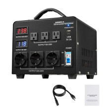 Transformador de Tensão - DUOKU - HYOG-5000VA - 5000 VA - 3 Tomadas US - 3 Tomadas EU - Tela LCD