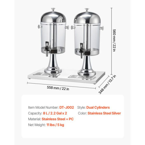 Drankdistributeur - DUOKU - Dubbel Cilinder - RVS - 16 Liter - Antilekkraan 1