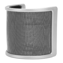 Handhållen mikrofonmask för podcast, mikrofonvindskydd U-formad tvålagers metallnät spottförebyggande popfilter för inspelningsstudiostreaming
