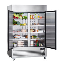 Refrigerador Comercial de 38,83 pi³-Duoku-Refrigerador Vertical de 2 Portas-Aço Inoxidável-Degelo Automático