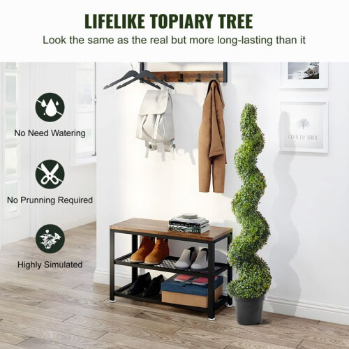 Conjunto de Árvore Topiária em Buxo Artificial de Duoku Design em Espiral - 60 Polegadas - 2 Peças - Resistente aos UV 2