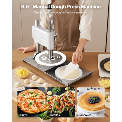 Handmatige Pastamachine-Duoku-Diameter van Plaat 24 cm-RVS Pizzamaker-Deegmachine voor Chapati's 1