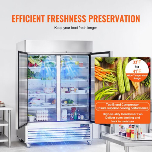 Refrigeratore Commerciale di 38,83 pi³-Duoku-Refrigeratore Verticale a 2 Porte-Inox-Diffusione Automatica 2