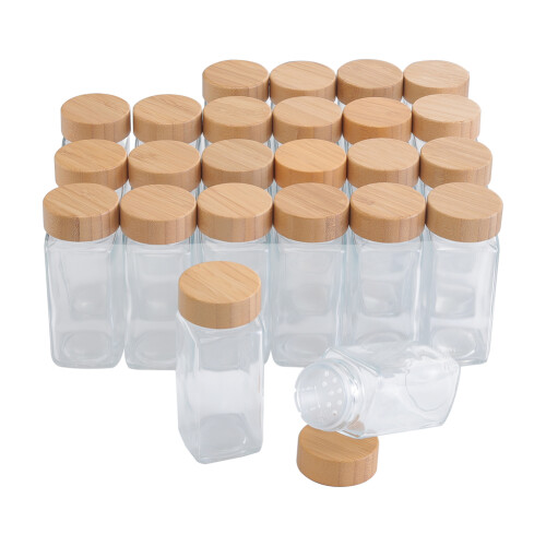 Living And Home 12Pcs Glass Spice Jars with Bamboo Lids 1