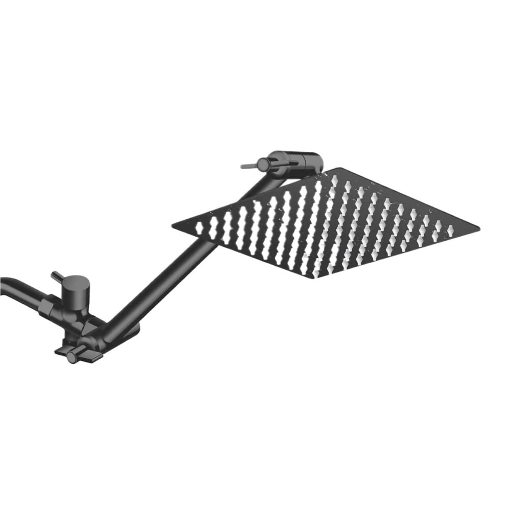 Pressure Rain Shower Head Combo 10 Inch Black With Handheld And Adjustable Extension Arm 9001264028053