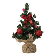 Mini Christmas Tree with Energy Saving LED Lights and Ornaments for Tabletop Holiday Decor Red