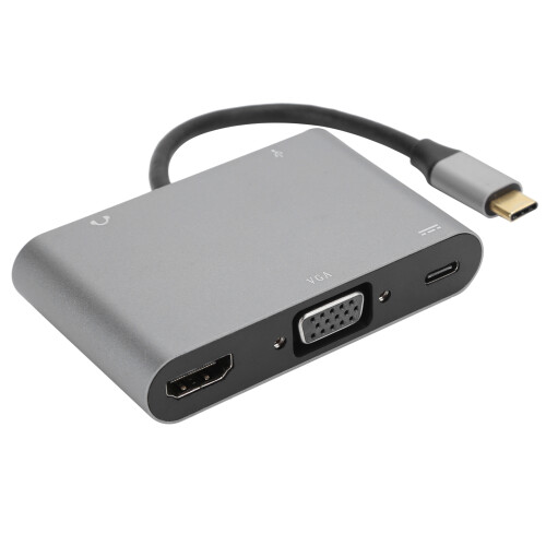 Παγκόσμιος προσαρμογέας πολλαπλών θυρών USB τύπου C με θύρα HDMI VGA Audio USB3.0 και