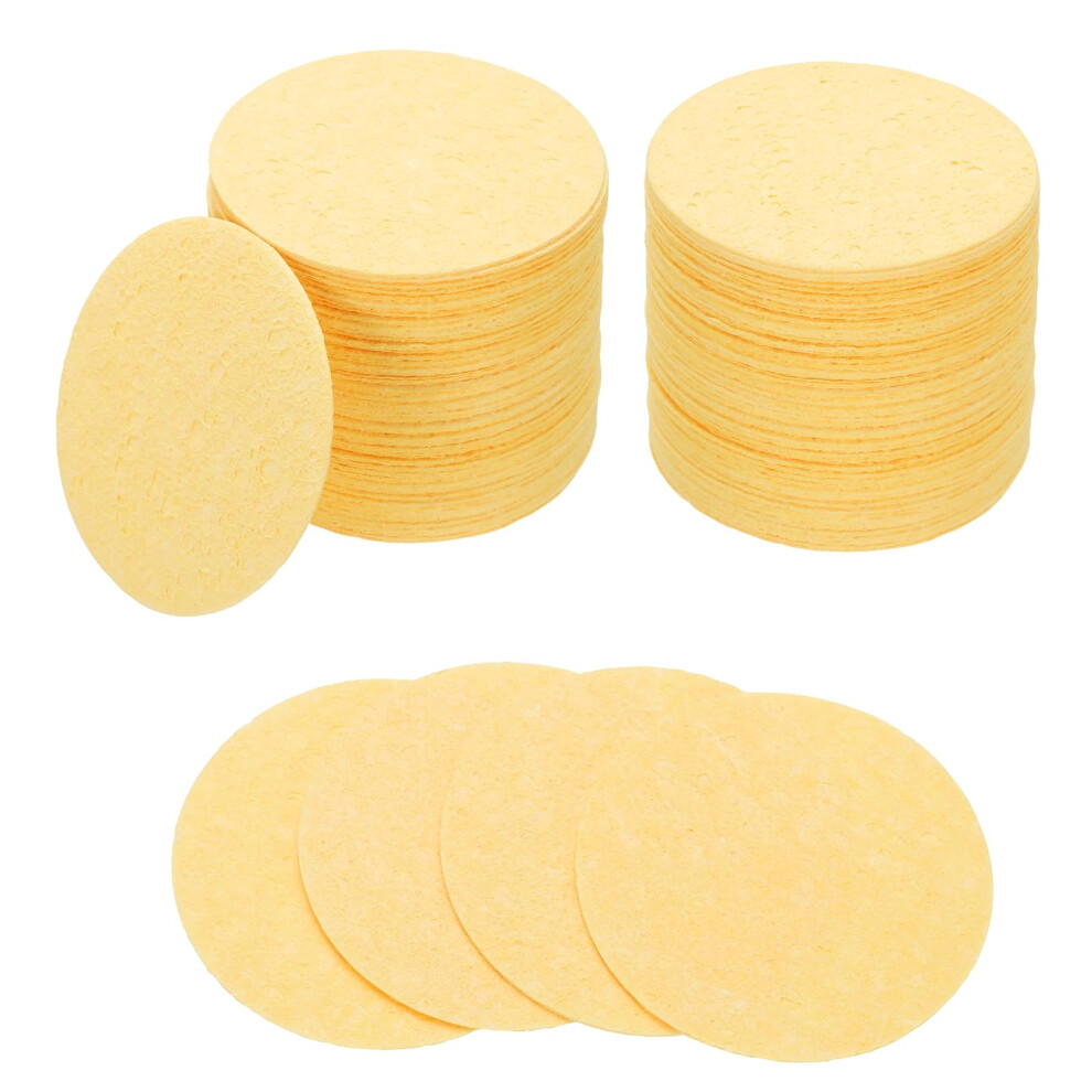 100 Count Round Compressed Facial Cleansing Sponges for Gentle Skin Care and Makeup Removal
