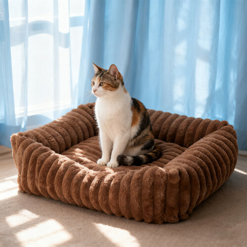Living And Home (Brown, Small) Soft Pet Bed with PP Cotton Filling 1
