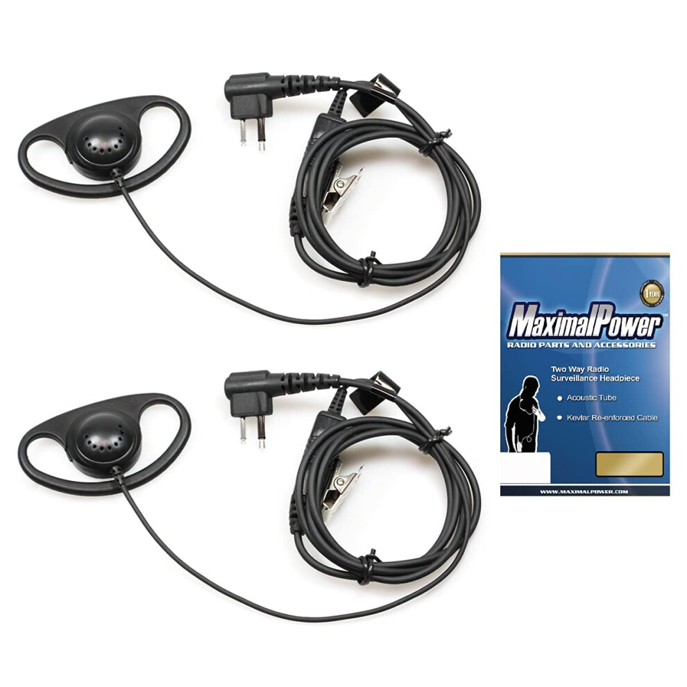 Twoway Radio Earpiece Headset Ip54 Waterproof Ptt Mic Dshape For Motorola Cls1110 Cls1410 2 Pack 9001264028367