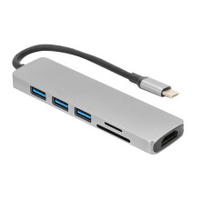 Superhurtig dataoverførsel Samtidig SD TF-kortlæsning USB C Hub-udvidelse 4K HDMI-udgang Kompakt aluminiumsdesign Multifunktionel hub-adapter,