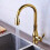 Brushed Nickel Kitchen Faucet with Pull Out Sprayer, Solid Brass  Arc 360 Rotation Tap 1