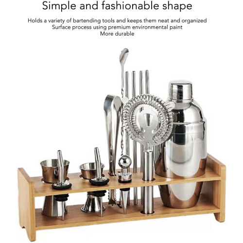 Bartender Kit Stand with Large Capacity Bamboo Bar Tool Organizer for Home or Professional Use 1