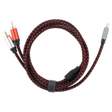 Cabo de áudio estéreo Hi-Fi RCA (2 RCA macho para 2 RCA macho) com revestimento em nylon trançado, conectores banhados a ouro e dupla blindagem