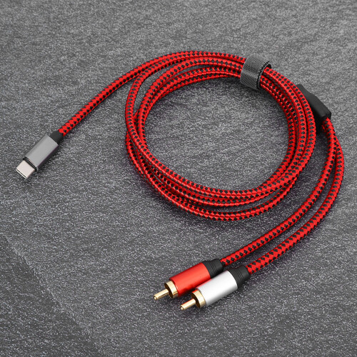 Καλώδιο Hi-Fi Sound RCA2RCA αρσενικό σε 2RCA αρσενικό στερεοφωνικό καλώδιο ήχου με πλεγμένο 1