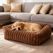 (Brown, Large) Soft Pet Bed with PP Cotton Filling