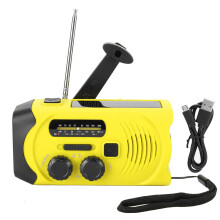 Rádio com carregamento USB e energia solar, rádio de emergência com manivela, carregador portátil para celular, lanterna LED, carregamento