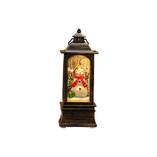 Crystals Look Plastic Snowflake Telephone Booth-Gold snowman