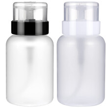 Nail Polish Remover Pump Bottle 2pcs Lockable LeakProof Push Down Dispenser 6.8oz for Makeup