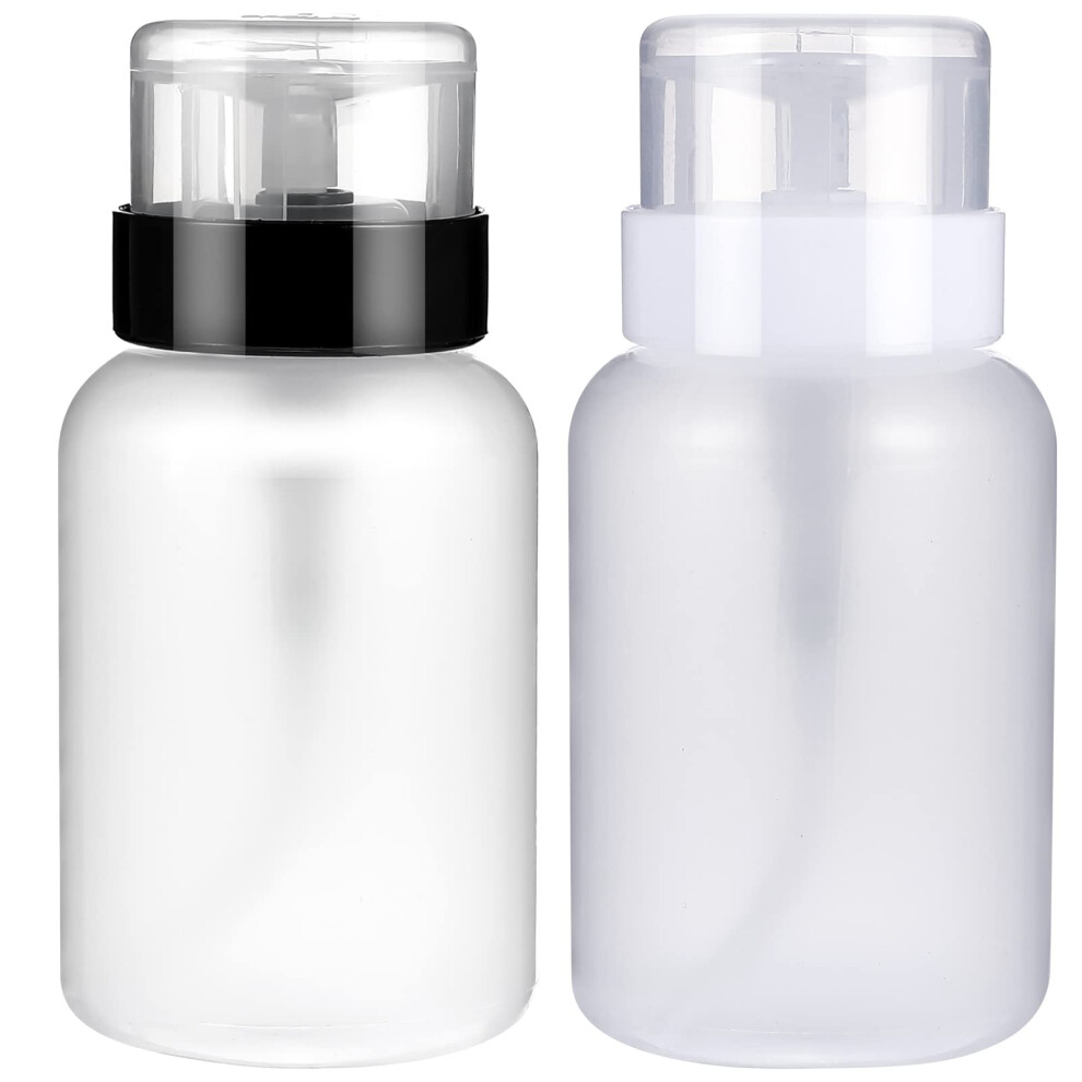 Nail Polish Remover Pump Bottle 2pcs Lockable LeakProof Push Down Dispenser 6.8oz for Makeup