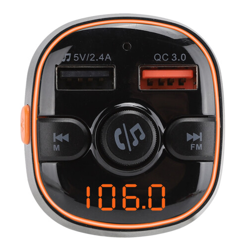 Adattatore Bluetooth per auto con trasmettitore FM e chip Bluetooth 5.3, ritardo di trasmissione ottimizzato, chiamate in vivavoce più nitide, 2