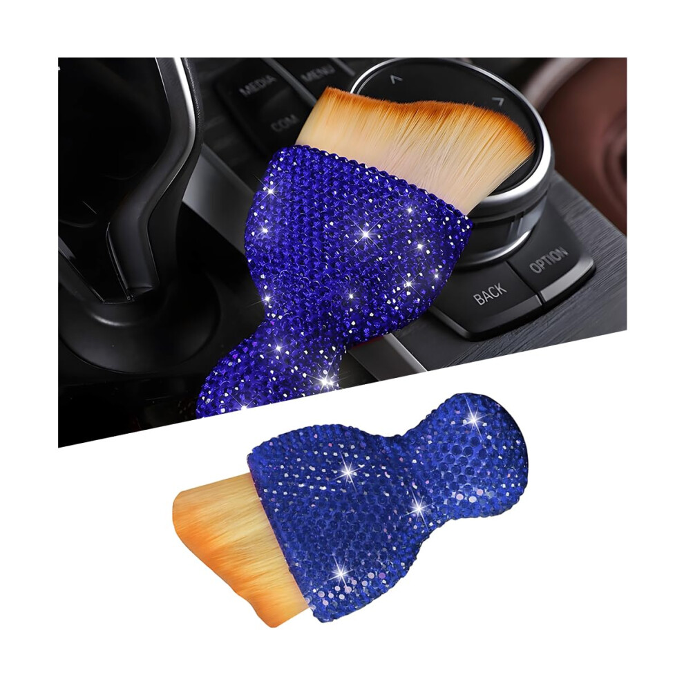 Car Detailing Brush With Soft Dense Bristles, Crystal Rhinestone Grip For Air Vents And Dashboard, Blue 9001264029142