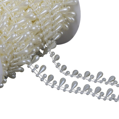 Imitation Pearls String Beads Chain for-Water drop type Beig