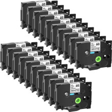 Label Tape 20Pack 12mm Black on White Compatible with Brother PT1000 PTD200 TZe231 Durable Laminated