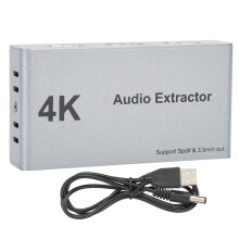 HDMI-svitsj 2 inn 1 ut med SPDIF optisk 3,5 mm lydutgang digital analog omformer 4K 30 Hz kompatibel plug and play HDMI ARC-aktivert for lydplanke