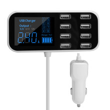 Compact USB-laadstation met aan/uit-schakelaar, LCD-display, slimme identificatietechnologie, USB Type-C-poort, multi-USB-oplader en meerdere