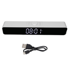 Barre de son intelligente avec miroir LED, horloge, radio FM, Bluetooth 5.0, radiateur de basses, modes d'égalisation réglés par des