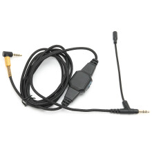 Cabo de microfone destacável para dispositivos de 3,5 mm, cabo de áudio de alta resolução com botão de ajuste de volume e interruptor de