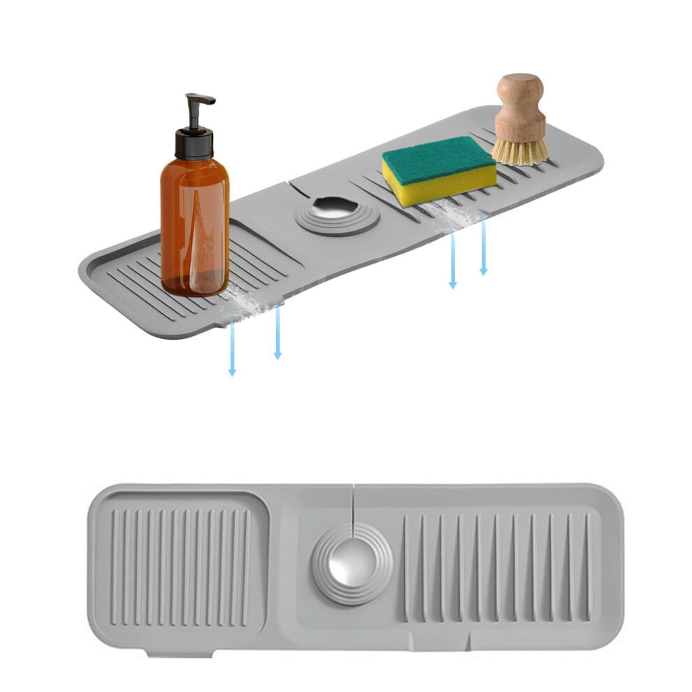 Silicone Sink Splash Guard Faucet Mat 17.7X5.5in Nonslip Selfdraining For Kitchen Bathroom 9119770763204