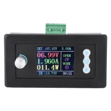Constante spannings-stroomomvormermodule, gestabiliseerde step-down voeding met LCD-monitor, digitale spanningsregelaar met instelbare presets.