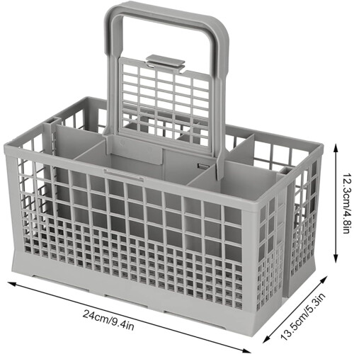 Universal Dishwasher Cutlery Basket Replacement with 7 Compartments and Removable Handle, Grey 1