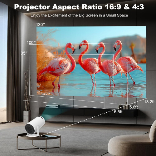 Portable Smart Projector 4K Compatible WiFi 6 Bluetooth 5.0 Android 11 Auto Keystone 180 Rotation 2