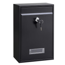 Locking Wall Mounted Mailbox with Key, Rust Proof Steel, Weatherproof, Medium Capacity, Black