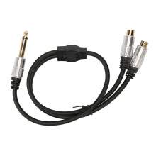 Stereo breakoutkabel voor audiomixer, vergulde connector, signaaloverdracht met dubbele RCA-female jack naar 6,35 mm TS mono-male plug, goede
