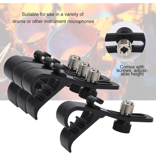 Drum Microphone Clips Set of 4 Shockproof Adjustable Mounts for Easy Drum Edge Installation 1