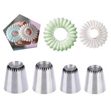 4PCS Large Stainless Steel Piping Tips Set for Cakes Cupcakes Cookies with Wide Decorating Styles