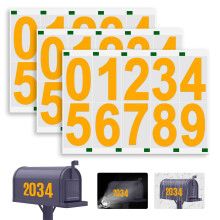Reflective Mailbox Numbers 3 Inch Gold Waterproof Vinyl Address Stickers for House Outdoor