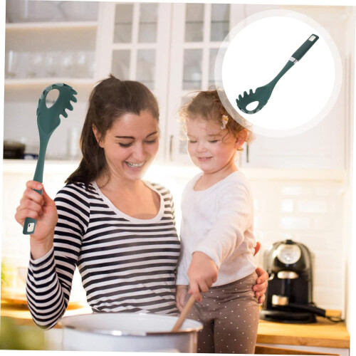 Stainless Steel Pasta Server Spoon with Strainer, NonStick Spaghetti Spoon for Easy Serving 2