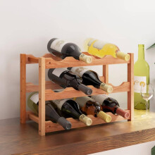 Wooden Wine Rack Holds 12 Bottles Solid Walnut 3 Tier Wavy Bar Design Classic Finish