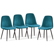 Set of 4 Dining Chairs Velvet Dark Teal Padded