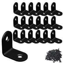 Black Stainless Steel L Brackets 1x1x0.6in 20pcs Heavy Duty Corner Braces for Wood Furniture Assembly